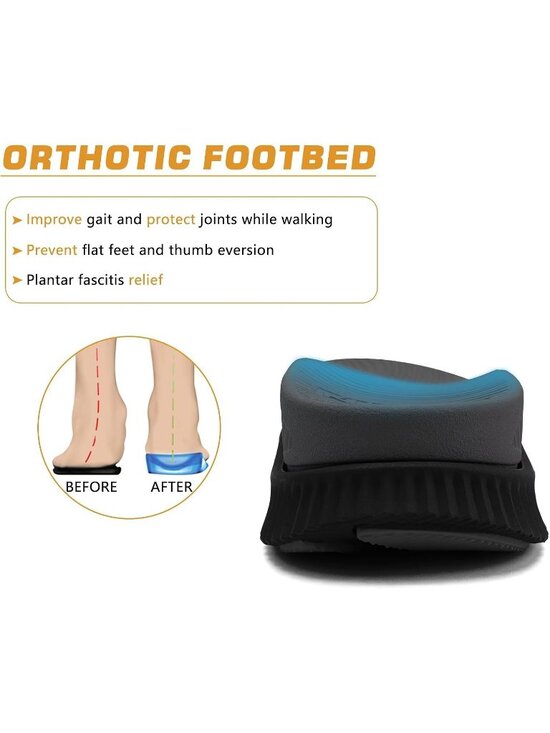 Men\'s Black Orthopedic Recovery Plantar Fasciitis Open Toe Hiking Sandal Shoes main image 4